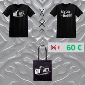 Pack 2 T-shirts Metal homme + Totebag Got Arts Clothing LTD