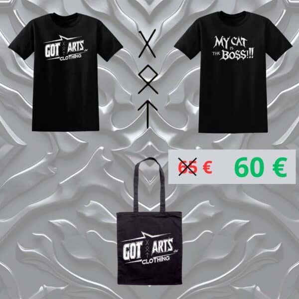 Pack 2 T-shirts Metal homme + Totebag Got Arts Clothing LTD
