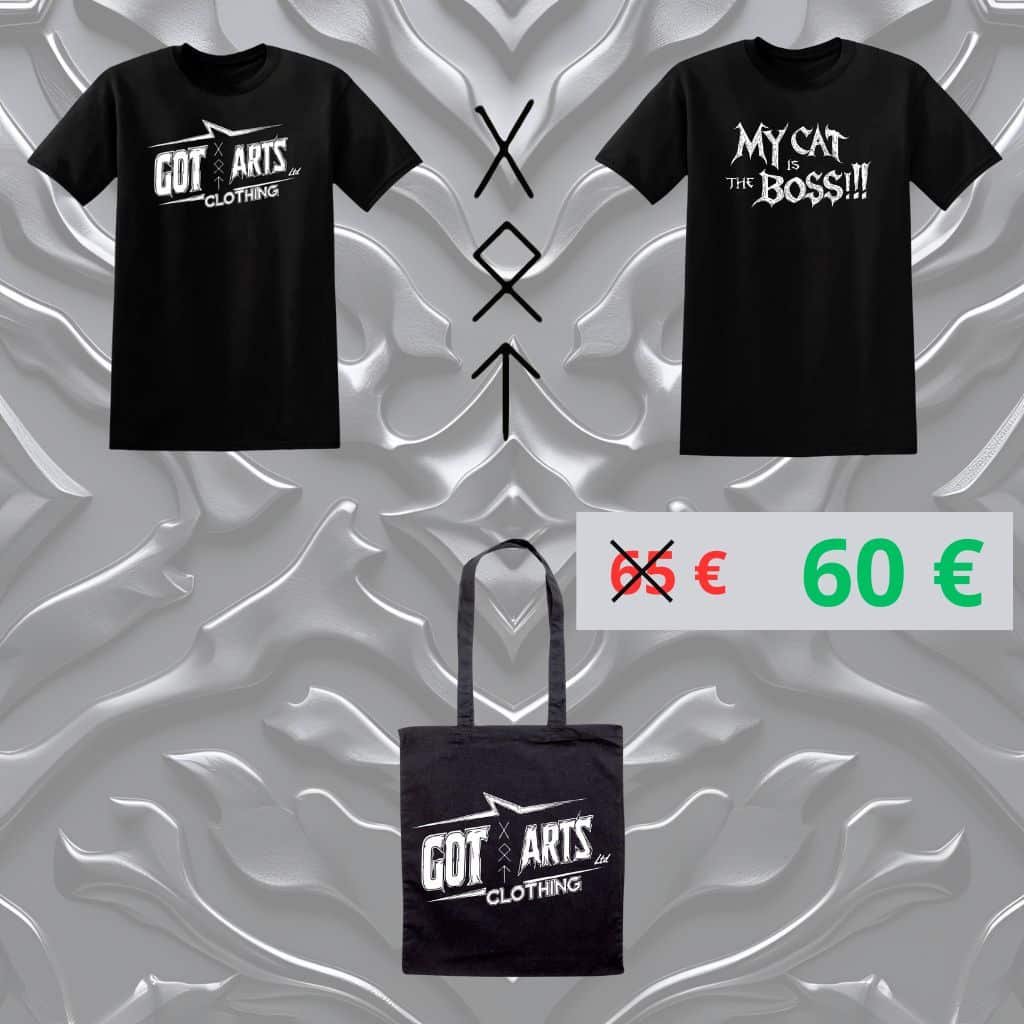 Pack 2 T-shirts Metal homme + Totebag Got Arts Clothing LTD