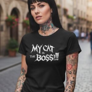 T-shirt Metal Femme Manches Courtes – Collection My Cat is the Boss