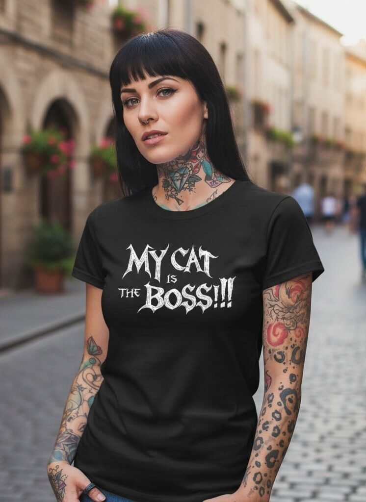 T-shirt Metal Femme humour chat rock