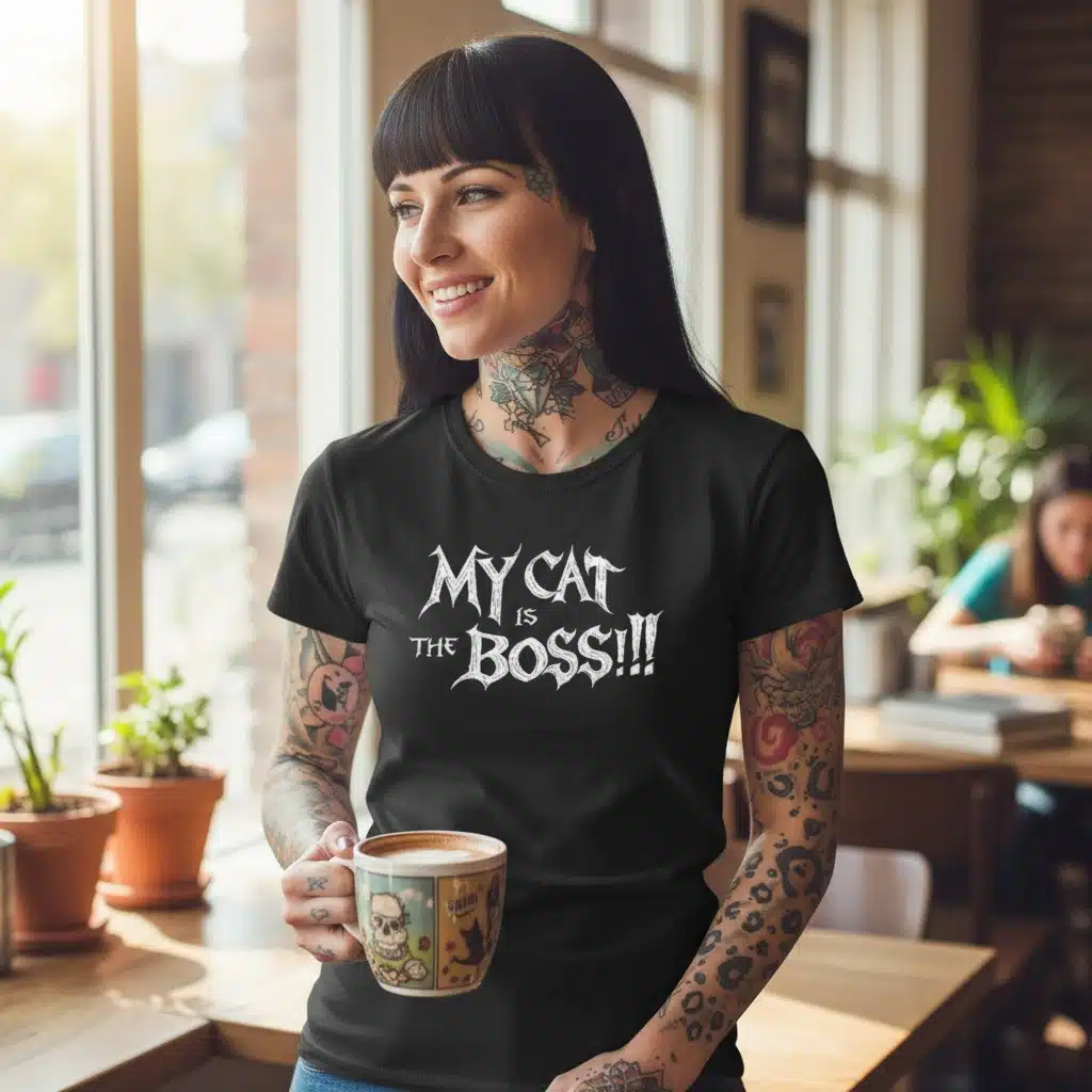 T-shirt Metal Femme humour chat rock