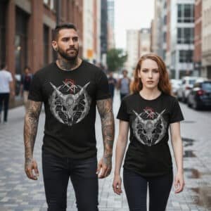 T-Shirt Crâne Dragon Gothique – Design Géométrique Occulte