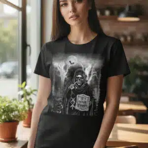 T-Shirt Faucheuse It&rsquo;s Your Time – Design Gothique Cimetière