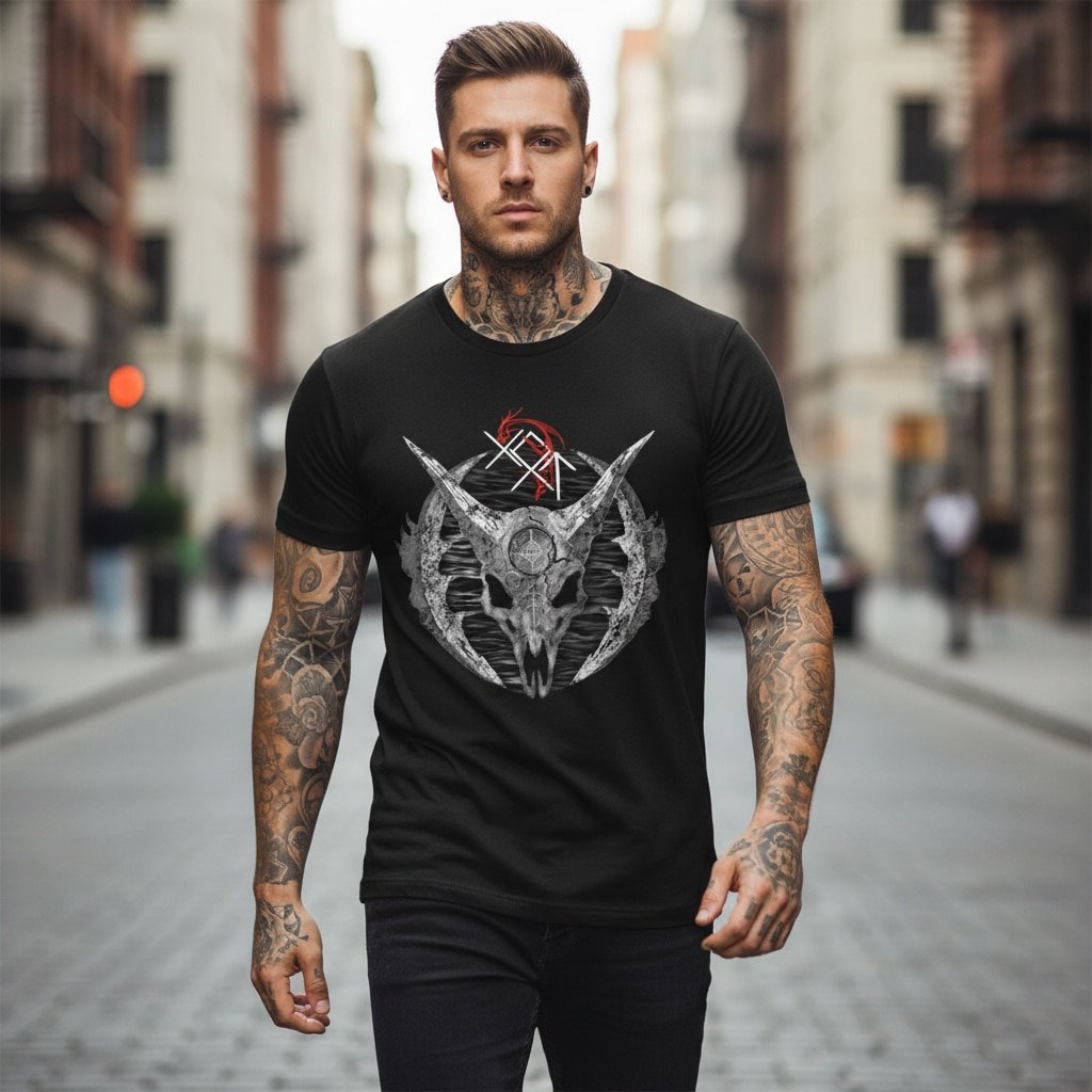 T-Shirt Crâne Dragon Gothique