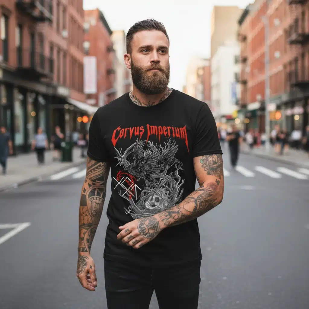 T-shirt gothic metal corbeau sérigraphie