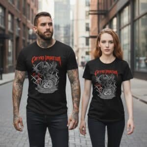 T-shirt gothic metal corbeau sérigraphie