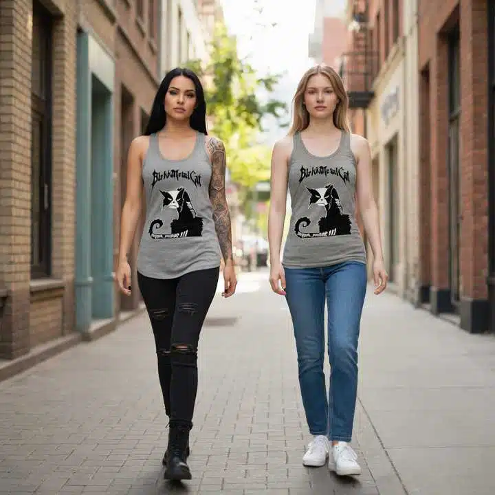 Débardeur Metal Femme Chat - Blekk Metal Cat