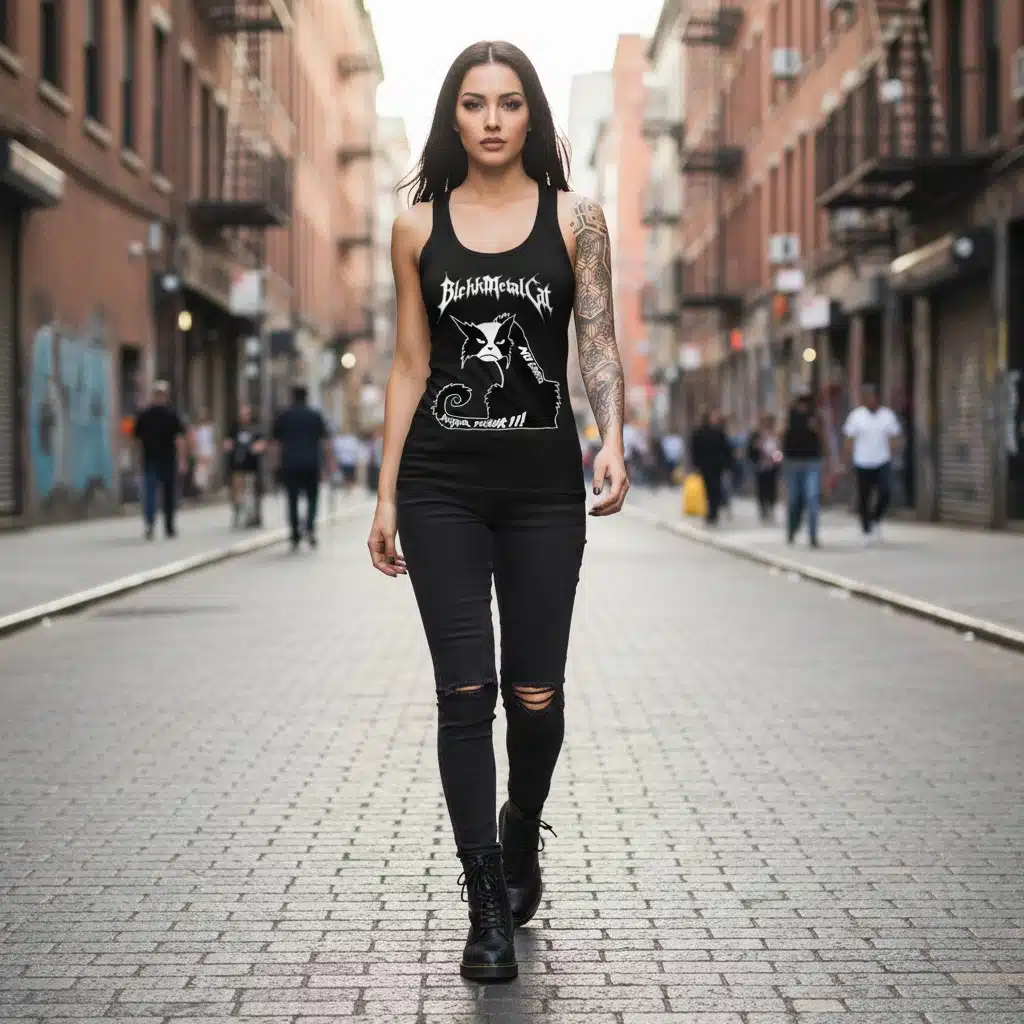 Débardeur Metal Femme Chat - Blekk Metal Cat